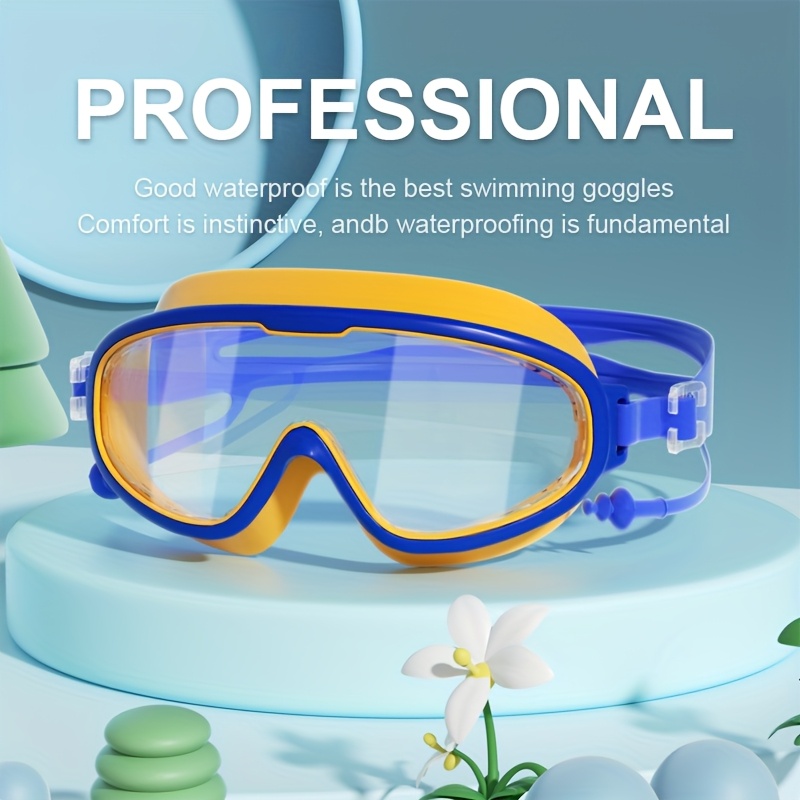 childrens hd swimming goggles large   professional waterproof and fog proof swimming glasses diving goggles childrens shampoo artifact