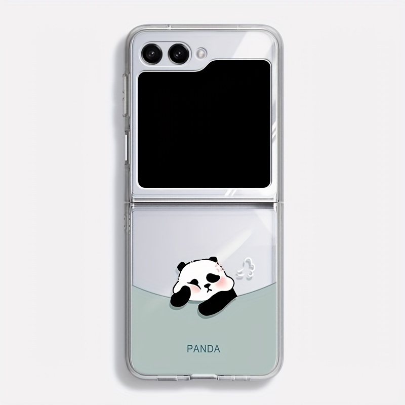 

Cute Transparent Panda Protective Case For Samsung Galaxy Z Flip5, Z Flip4, Z Flip3 - Cartoon Elements Clear Pc Cover Bundle