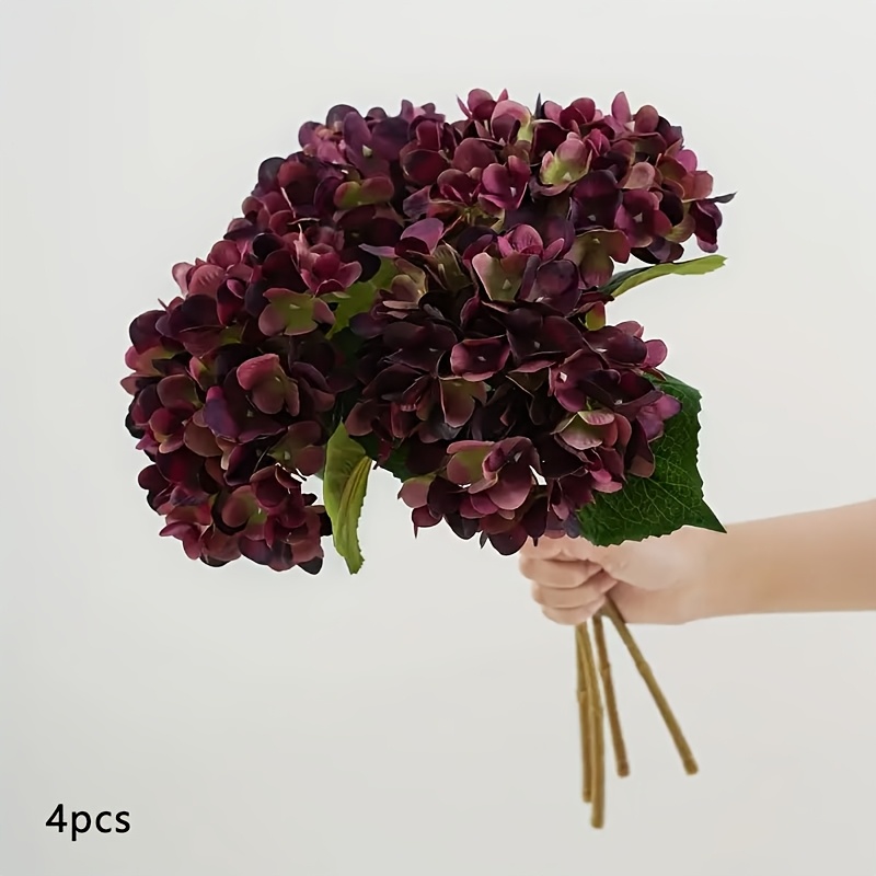 E-shop 4 Stück, Kunstblumen-Hortensien mit Stielen, geeignet für Hochzeiten im Freien, Büros, Familien-Gartentreffen, Wohnzimmer-Tischdekoration, ,