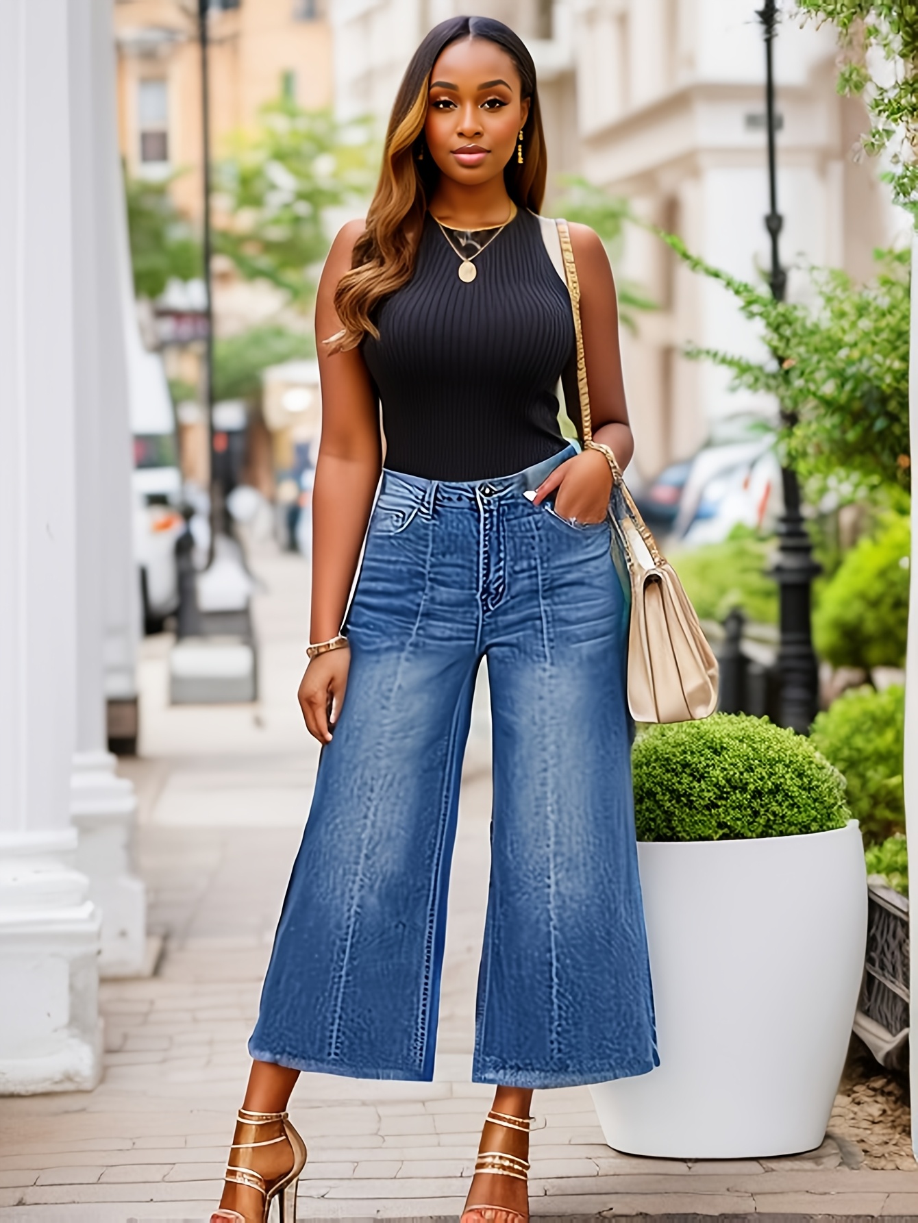 Ropa Pantalones Anchos Capri Pantalones Capri Pierna Ancha Cómodos