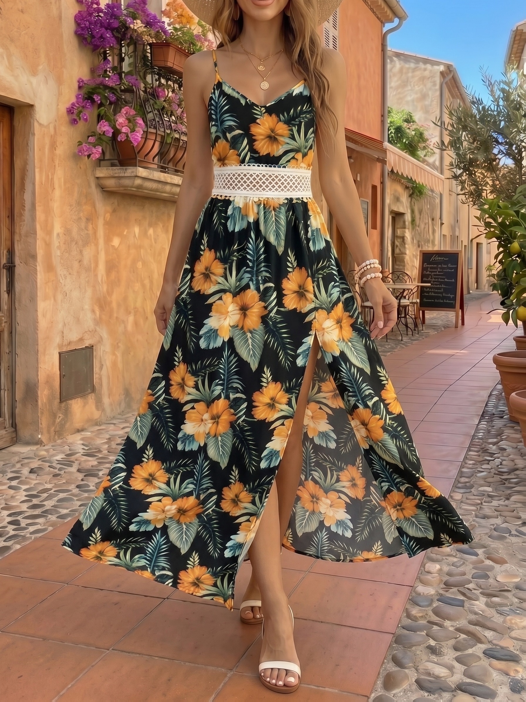 green goddess dressing base Steph Satin Floral Print Dress main image 1