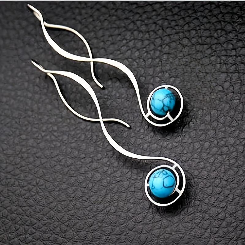 E-shop Simple Wave Elegante Linie Retro Bohemian Muster Erde Anhänger Ohrringe, Casual Urlaubs-Mode Schmuck Accessoire Überraschung Geburtstagsgeschenk