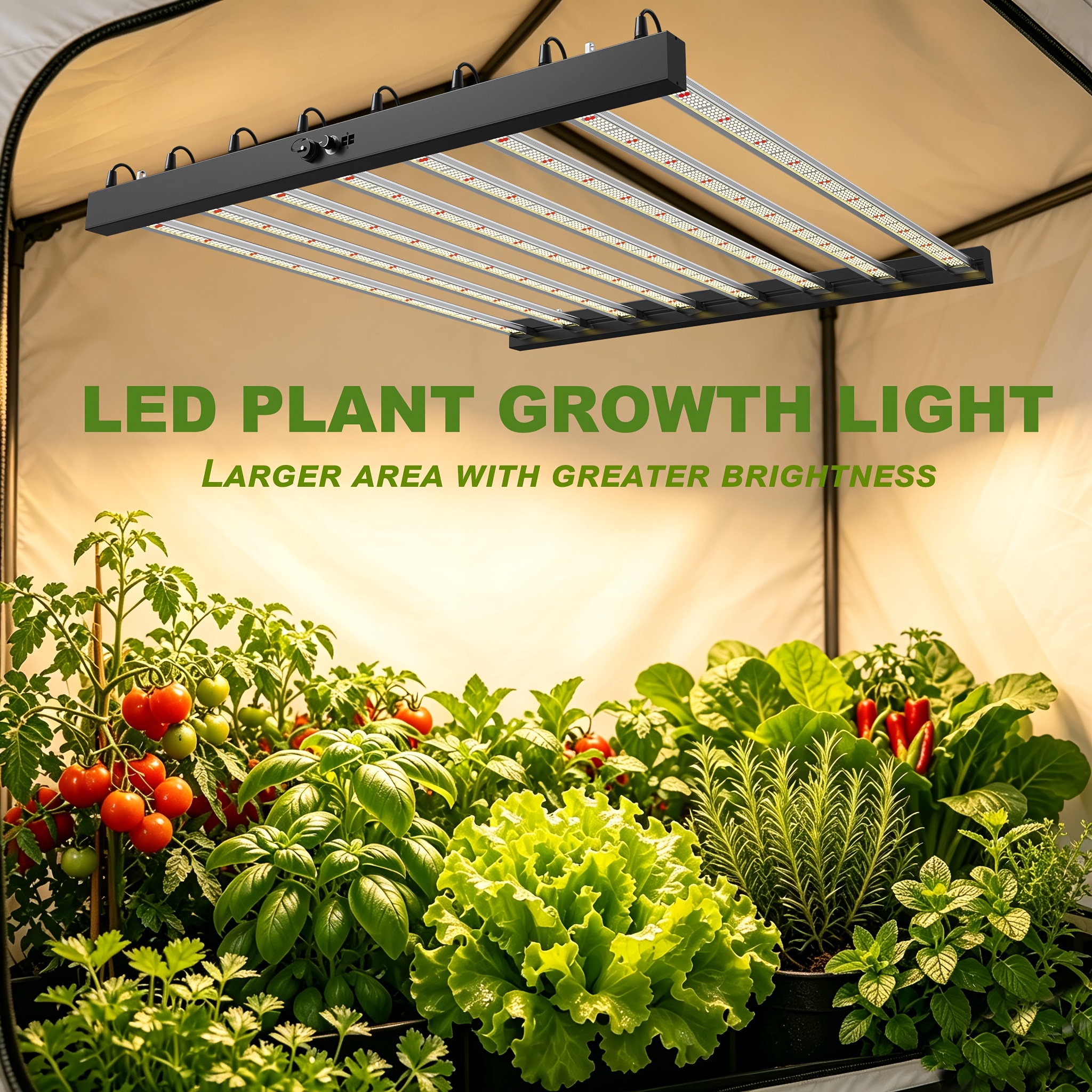 Image of 800w Indoor Plant Hanging Growth Light, Plant Led Light Strips, Power Consumption, Suitable For Vegetable Flowering Seedling Tent Greenhouse Plant Lights, Adjustable Light, Aluminum Body