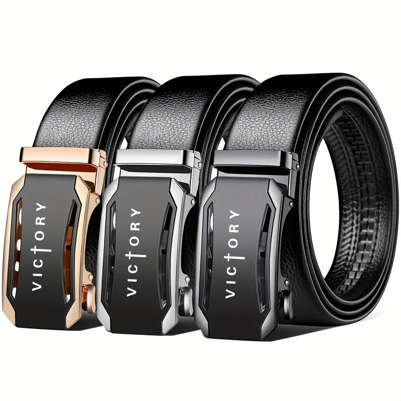 VICTORY Pattern Men's Automatic Buckle Belt, Trendy & Versatile
