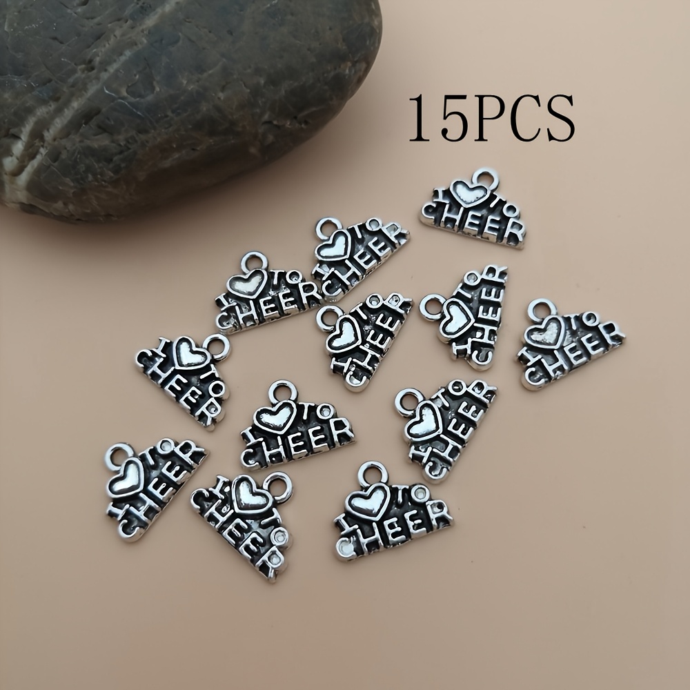 15pcs Of Charms Featuring 'i Love To Cheer' Pendants For Craft Projects, Suitable For Handmade Tibetan Jewelry, Model A-172