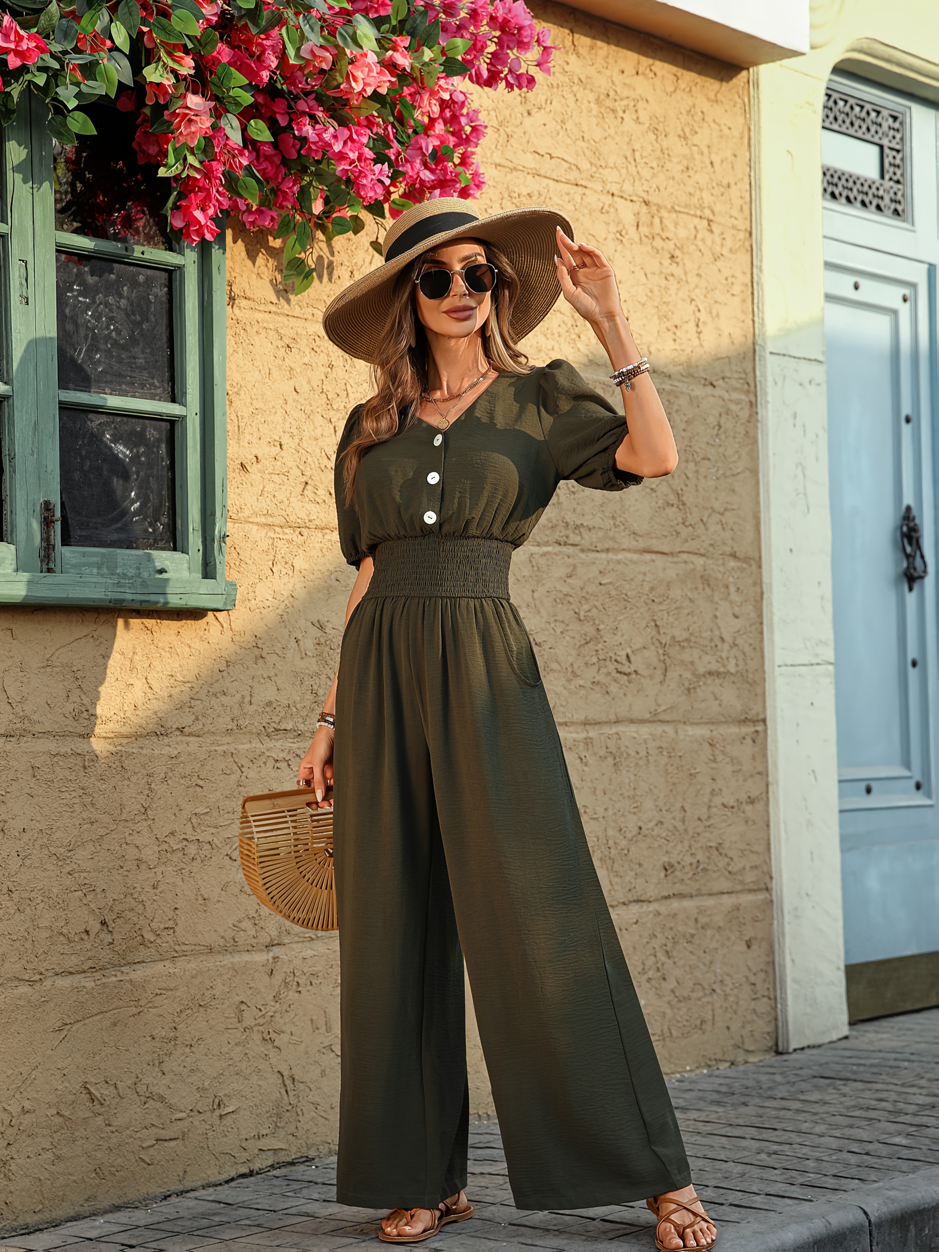 macacão feminino de com cintura ajustada decote - Temu Brazil, image size:800x1067