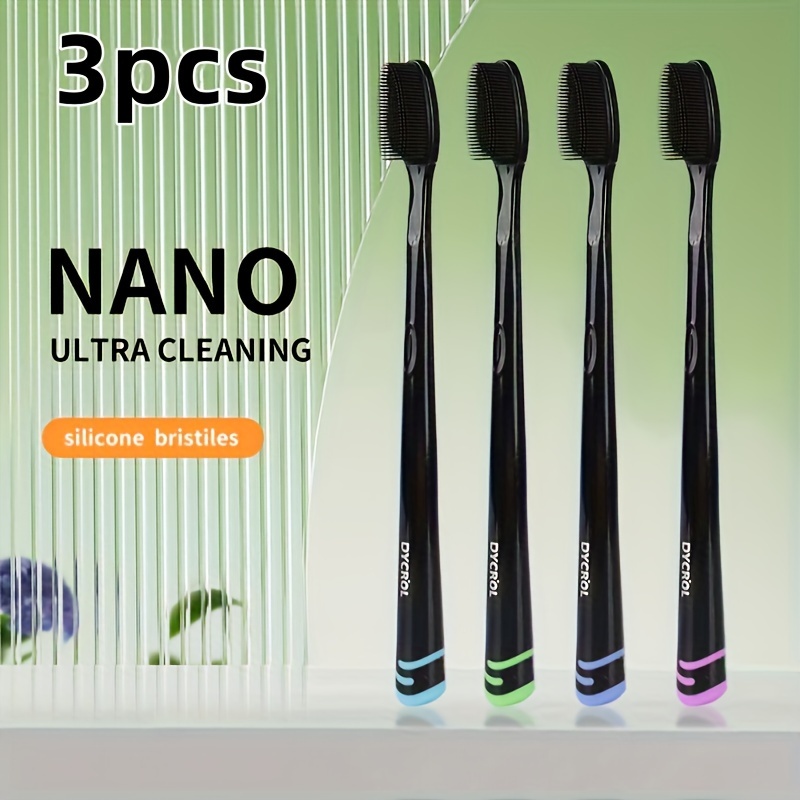 TEMU 3/5/9pcs Cleaning Silicone Bristles Toothbrushes Ergonomic Handle - Soft, , -free, Suitable For Adults