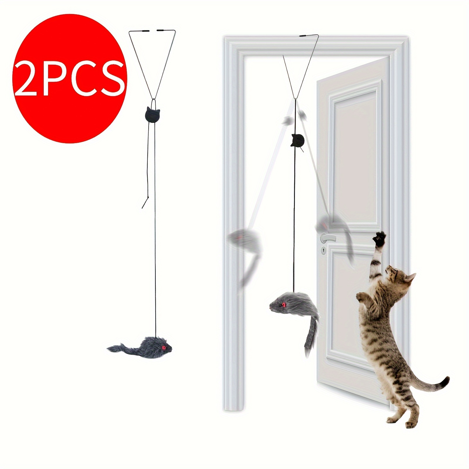 

Buy 1 Get 1 Free, Of 2 Pcs Hanging Cat Toy - Entertaining Interactive Teasing, Fun, And For And Stimulation - , To Install, And Length