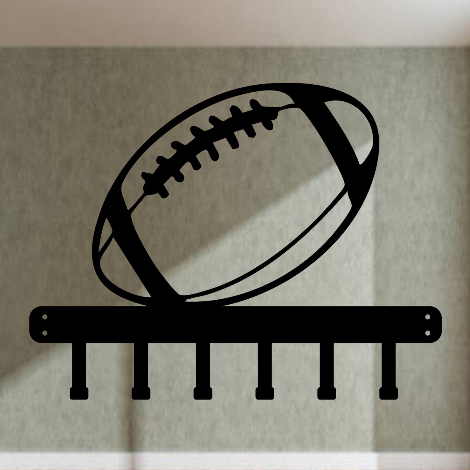 1pc sports football   metal wall hanging sculpture ideal gift for new year anniversary football enthusiasts metal wall decor with hooks pre drilled holes suitable for hanging towels keys coats hats etc