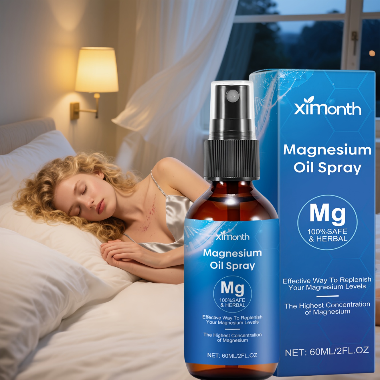 TEMU 1pc Pure Magnesium Oil Spray. Magnesium Oil Is Used And Feet, Which Is Easy To And Apply. It Can Improve And Care For Discomfort At Night And Is