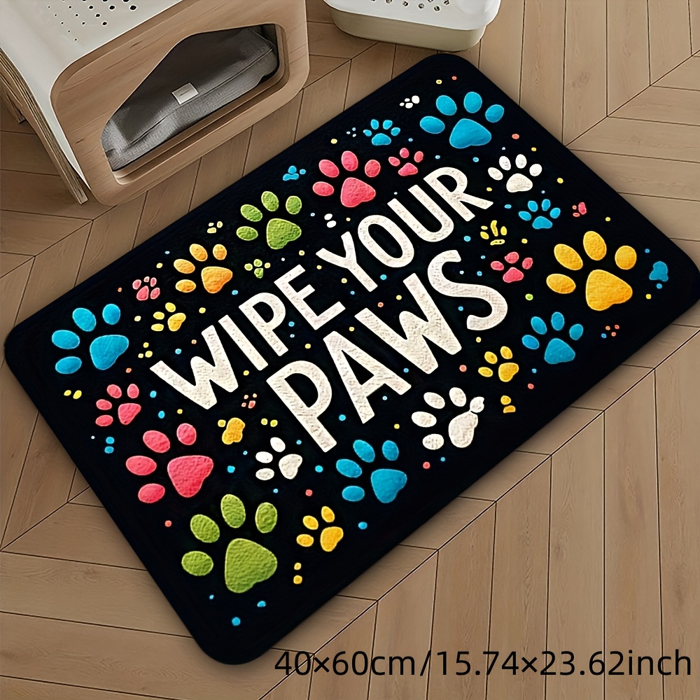TEMU 1pc "wipe Your Paws" Pattern Dog Feeding Mat - Durable And Easy-to- Food Bowl Mat, Suitable For Dogs And Cats, Home Use, An Ideal Gift For Pets,