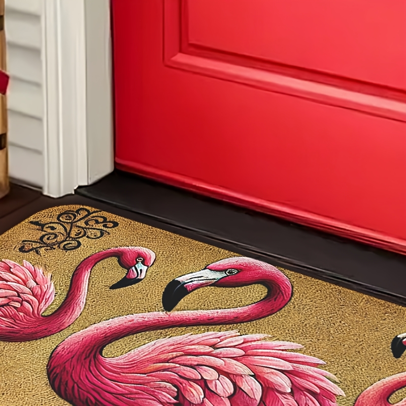 

Flamingo Welcome Mat - Non-slip, Resistant, Machine Washable Flannel Rug For Entryway, Bathroom, Living Room, Laundry - Decor For Spring & Valentine's Gift