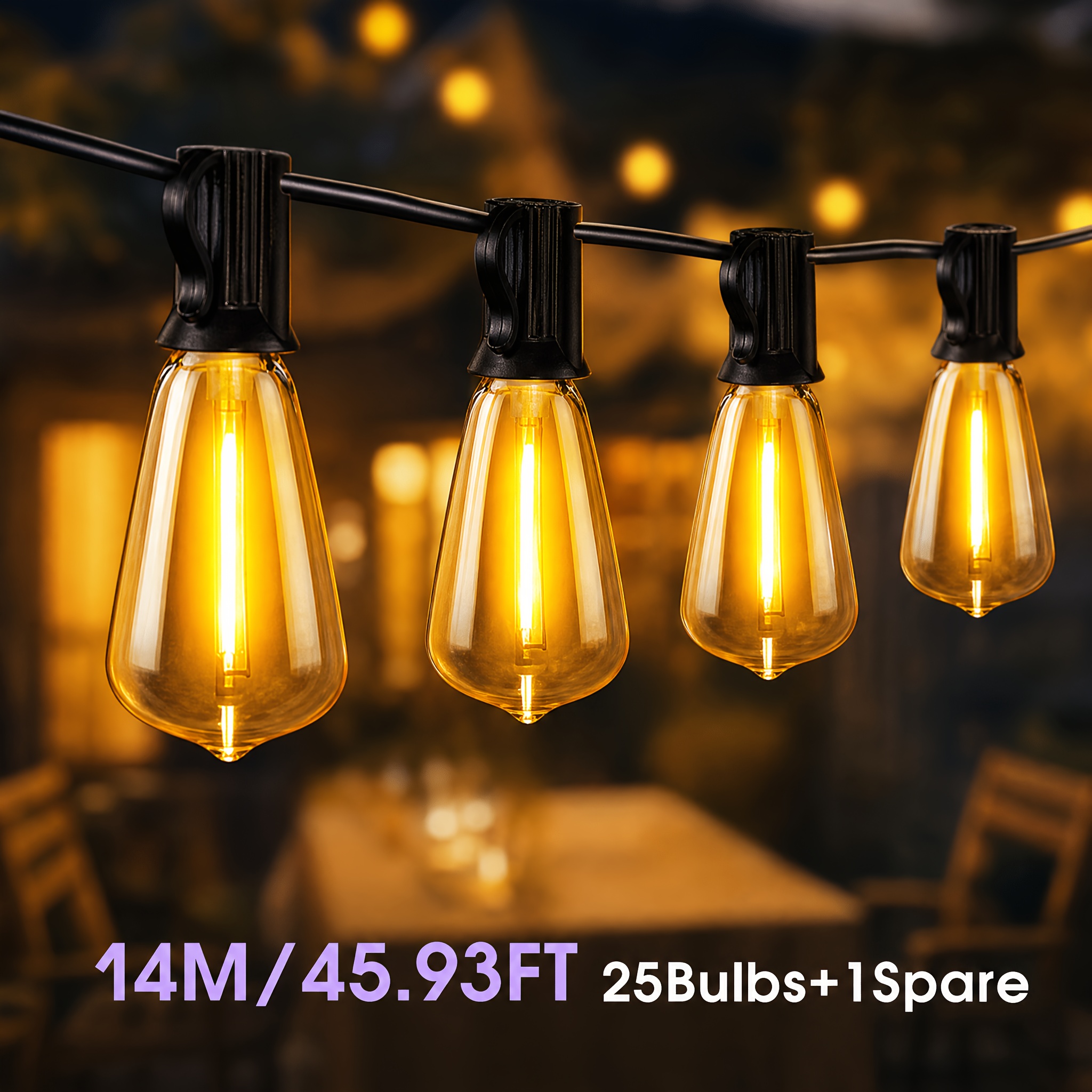 Image of Led Fairy Lights, Fairy Lights Bulbs With 25/50st38 Plastic Bulbs, Warm White, Fairy Lights For Garden, Patio, Parties