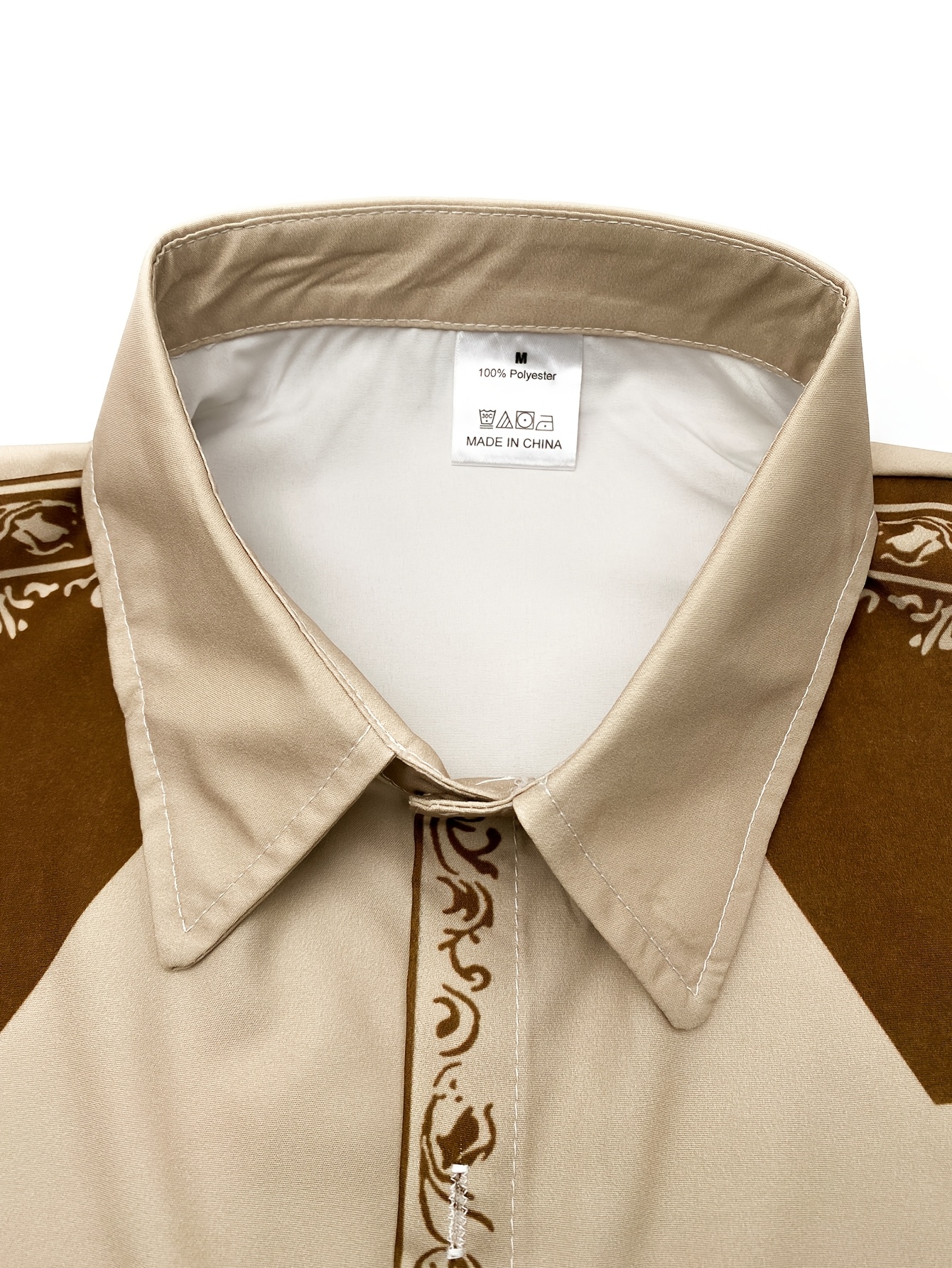 men's camel desert shirt floral print long sleeve button Temu - Main Image