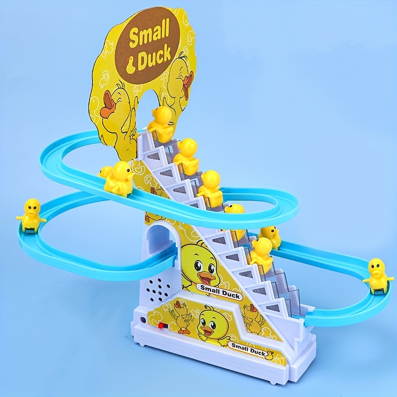 6pcs ducklings climbing stairs toy electric slide yellow duck toy toys for boys and girls holiday gift light and music toy easter gift halloween christmas gift details 0