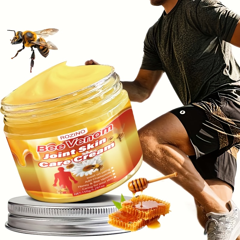 Bee Venom Joint Massage Cream | Contains Natural Ingredients Like Bee Venom, Chamomile, Aloe Vera, Moisturizes Joints, Protects Skin, Locks in Moisture, Softens And Smooths Skin, Suitable for All Skin Types, by ROZINO