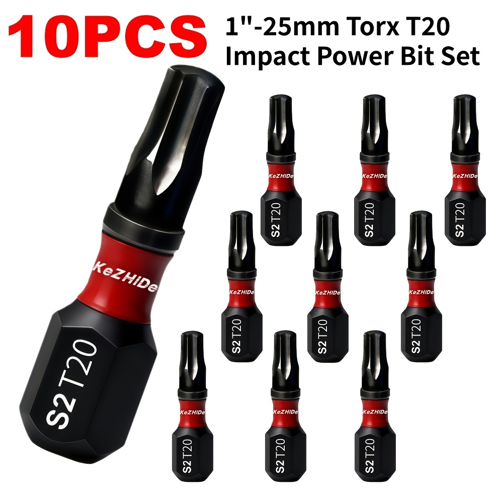 E-shop KEZHIDE 5/10/15/20 Stk. T20 1/4 Zoll (25 mm) Torx #20 schlagfeste Schraubendreher-Schlagbohrer-Bits