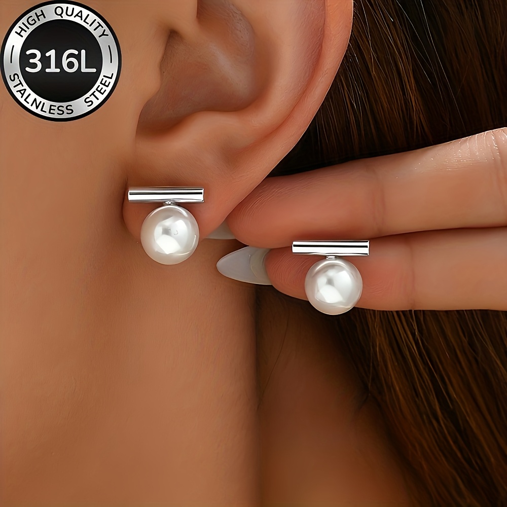 TEMU High-quality Stainless Steel Hypoallergenic Golden Stud Earrings, Women' Steel Earrings, Anti-fading, Easy And Elegant, Suitable For Everyday