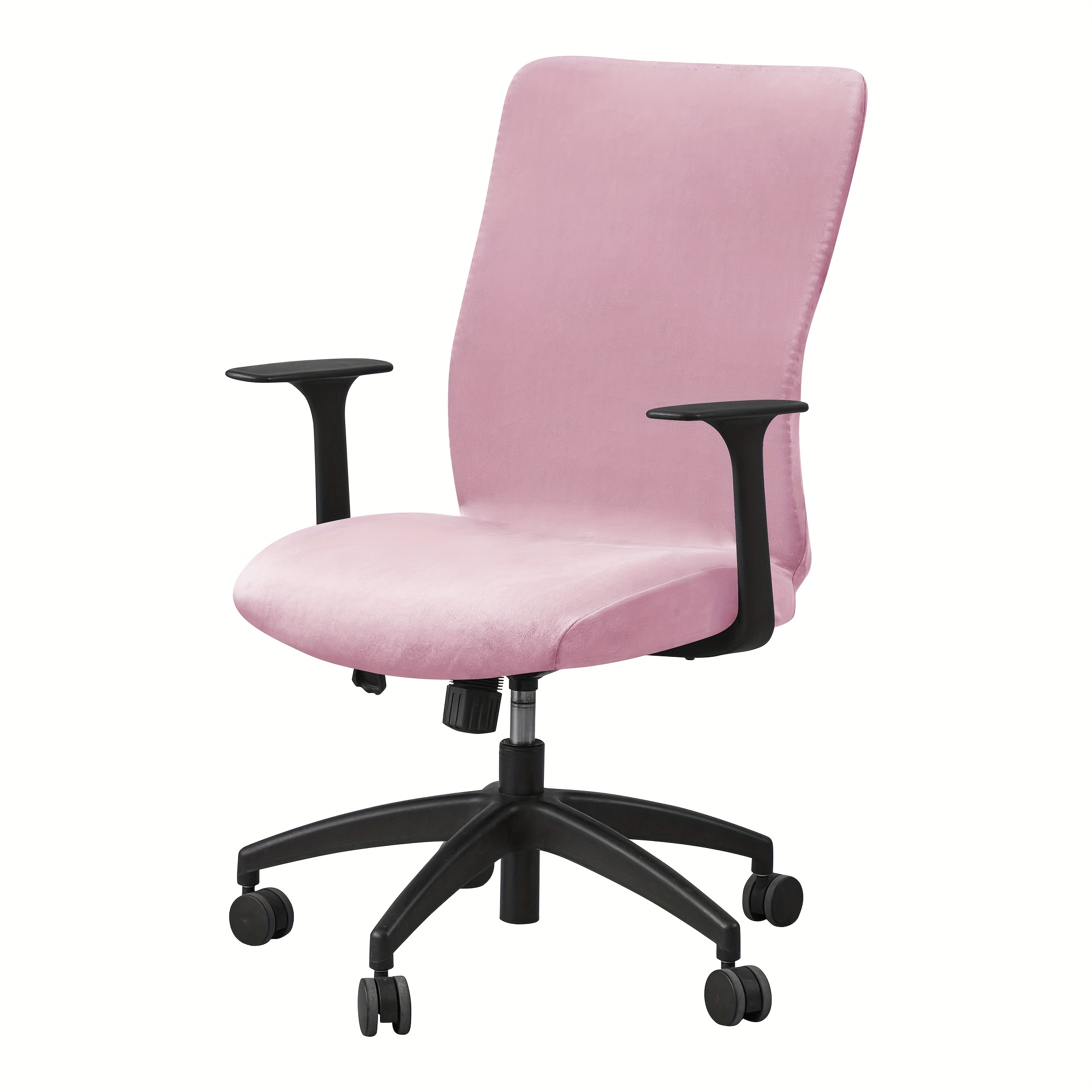 TEMU 1 Housse de chaise de bureau en velours renard argenté, protecteur de chaise PC souple et élastique