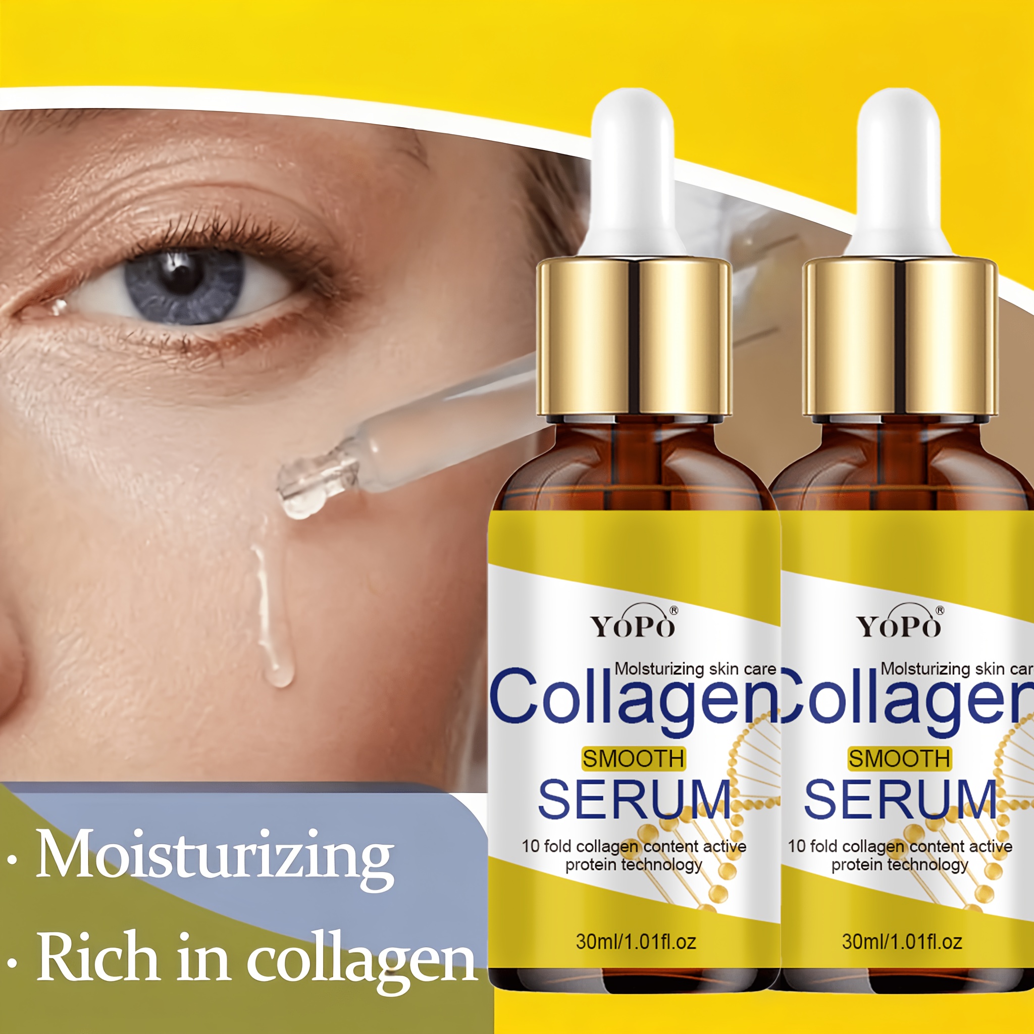 Image of 2 Bottles Of 10x Collagen Boosting Serum With Protein Technology, Daily Moisturizing And Plumping Face, , Hydrates And Improves Skin Elasticity For A Radiance X 2