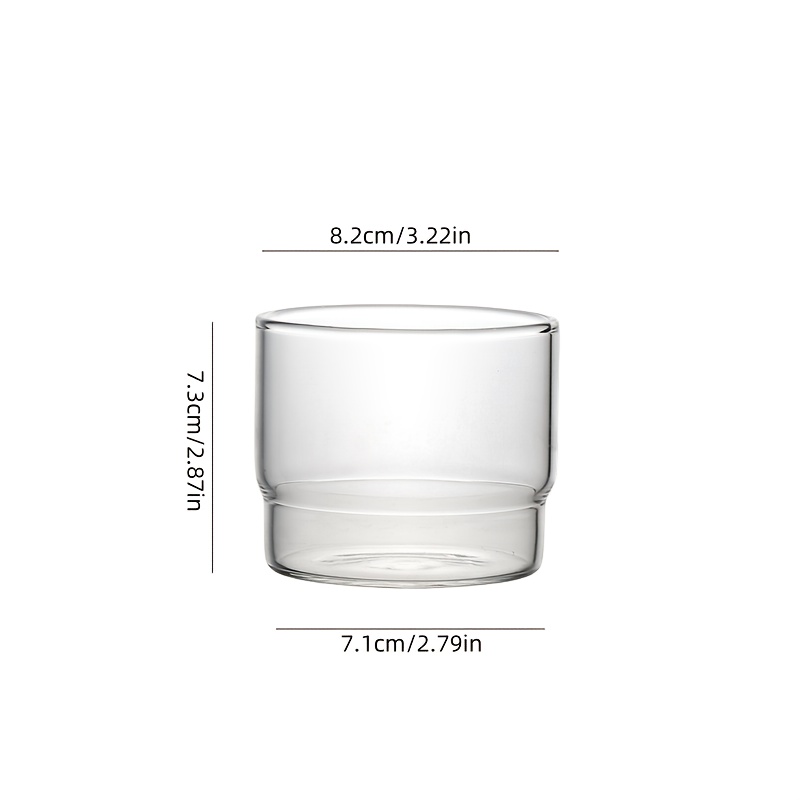 TEMU 1pc Of Stackable Glass Cup, Clear Glass, Transparent, Resistant To Cold And Heat, Suitable For Daily Use And Entertaining Guests, Meeting