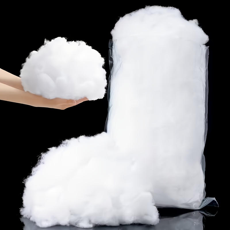 TEMU 100g White Plush Polyester Fiber Filling - Soft Puffy Stuffed Pillow & Stuffing, Non-toxic For, Diy Crafts, Snow-like Winter Decor, Making, Stuffed Animals, Dolls (bulk Fill)