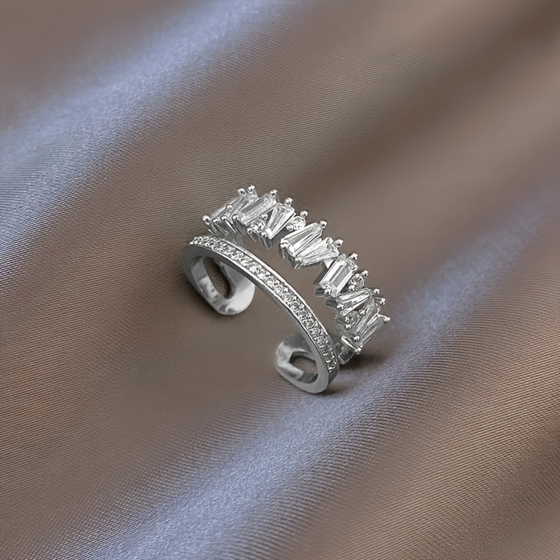 1 Stylish And Elegant Light Luxury Double-layer Synthetic Synthetic Zirconia Ring