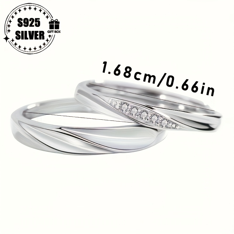 Adjustable 925 Sterling Silver Couple Rings, Hypoallergenic