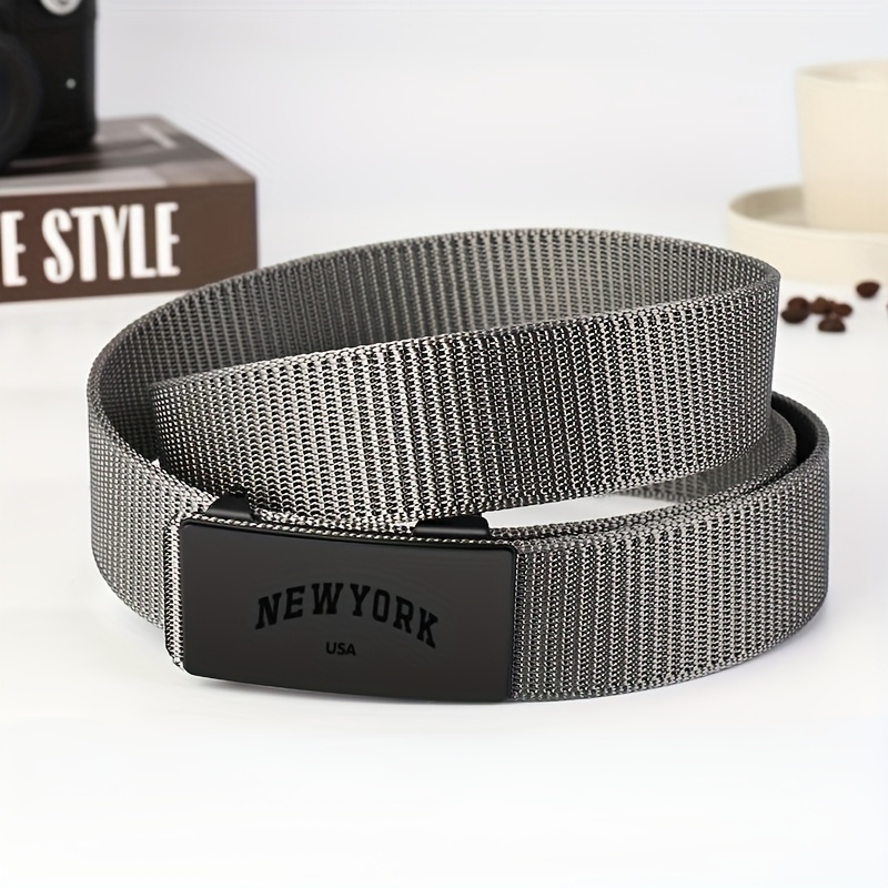 York Pattern Men's Woven Belt with Automatic Buckle