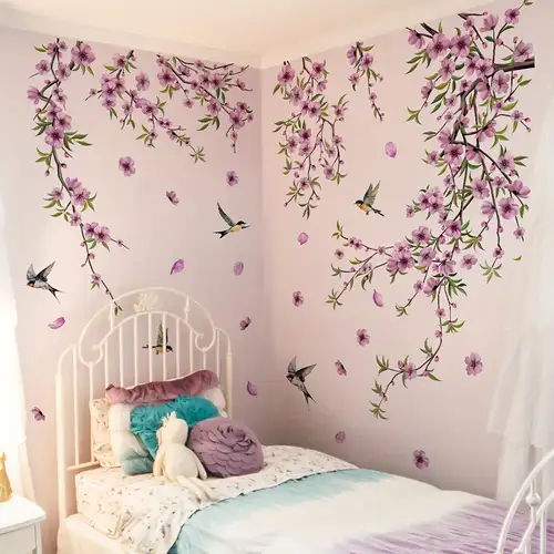 Transform Your Walls with Artistic 2PCS Watercolor Flower Stickers – Removable, Reusable, and Beautiful Home Decor for Any Space