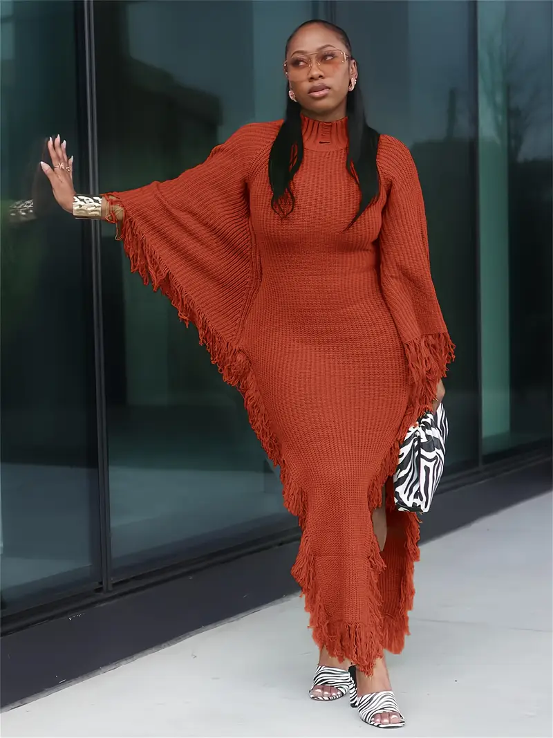 gifts fringe trim sweater dress women batwing long sleeve - Temu gifts fringe trim sweater dress women batwing long sleeve - Temu