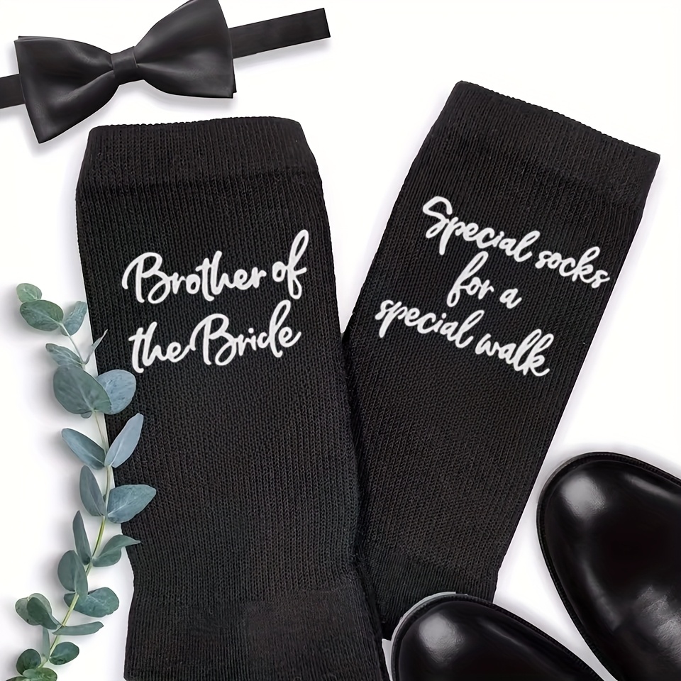 TEMU 1 Paire de chaussettes Divblack Frère de la mariée, Père de la mariée, Mariage, Décoration de fête de fiançailles, Boîte de demande en mariage,
