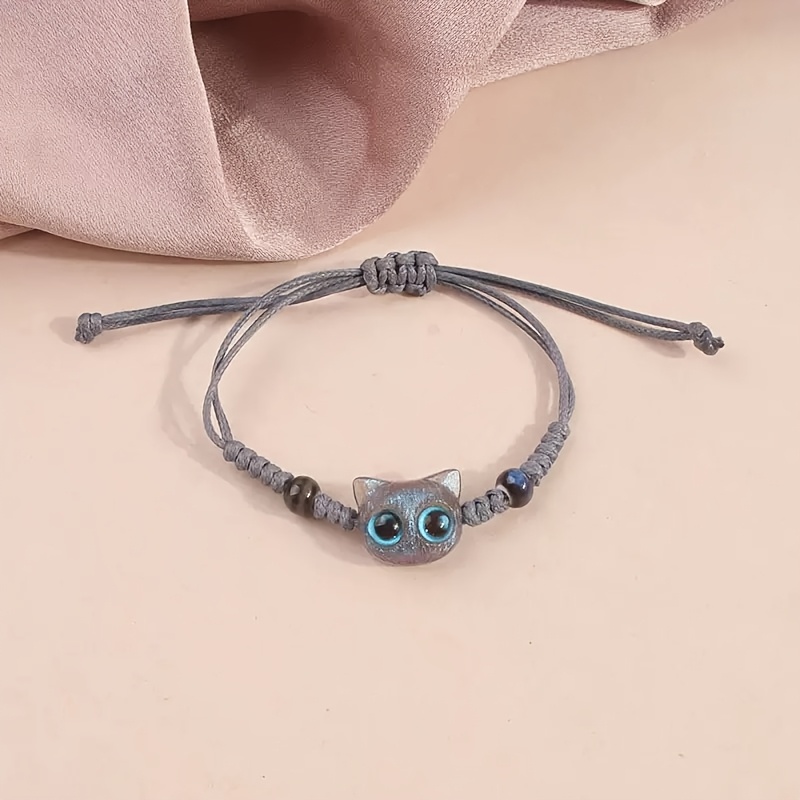 TEMU Pulsera bohemia ajustable de - Tejida con temática negra, no metálica, adecuada para uso diario, fiestas, regalo para enamorados, accesorio para