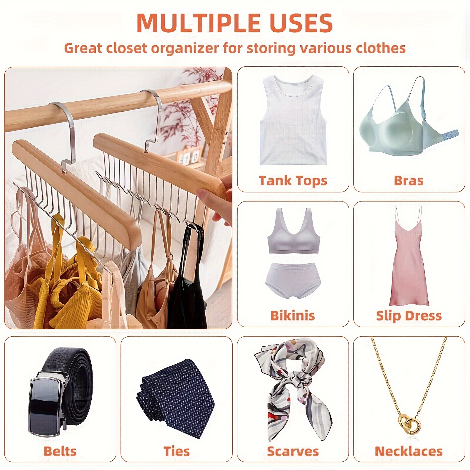 1  purpose   with 8 hooks ideal for underwear vests ties   saving storage and drying rack hangers for clothes details 3