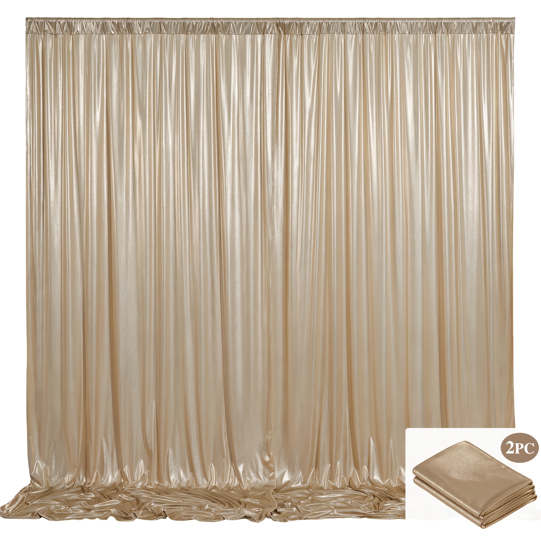 TEMU 2 Panneaux de Toile de Fond Métallique 10X5Ft, Tissu Doux de Haute Qualité Résistant aux Plis, Tissu Brillant, Toile de Fond de Photographie,