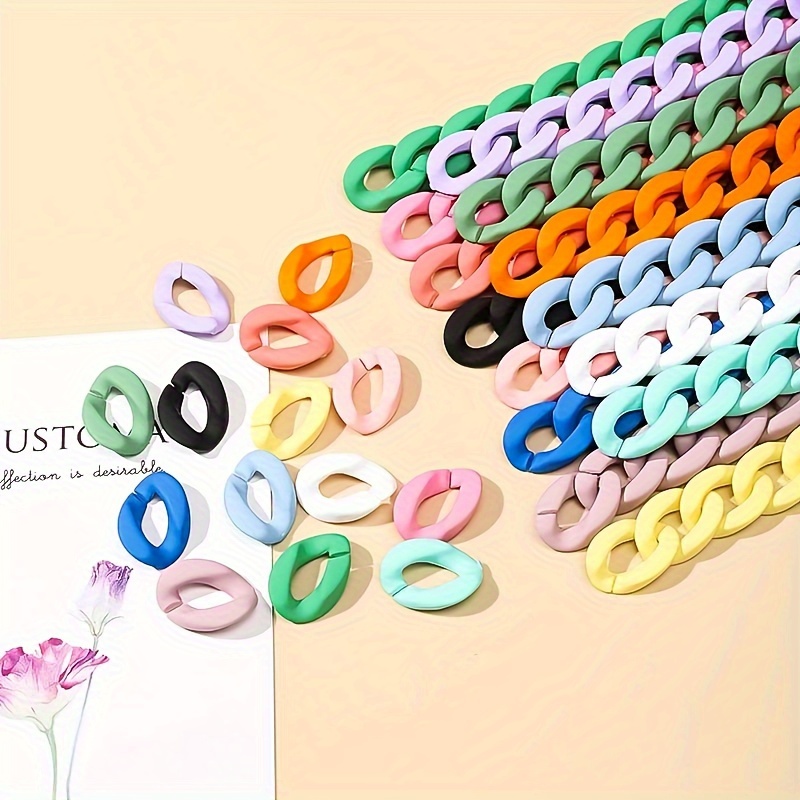 

20/50pcs 23*17mm Multicolor Acrylic Open Links, Simple Round Macaroon Frosted Matte Chains For Diy Crafts, Phone Case Chain, Eyewear Retainer, Bag Charm, Keychain Jewelry Making Supplies