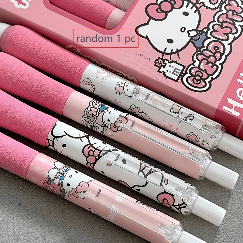 Random Selected Cute Pink and White Gel Pens, Character Illustrations