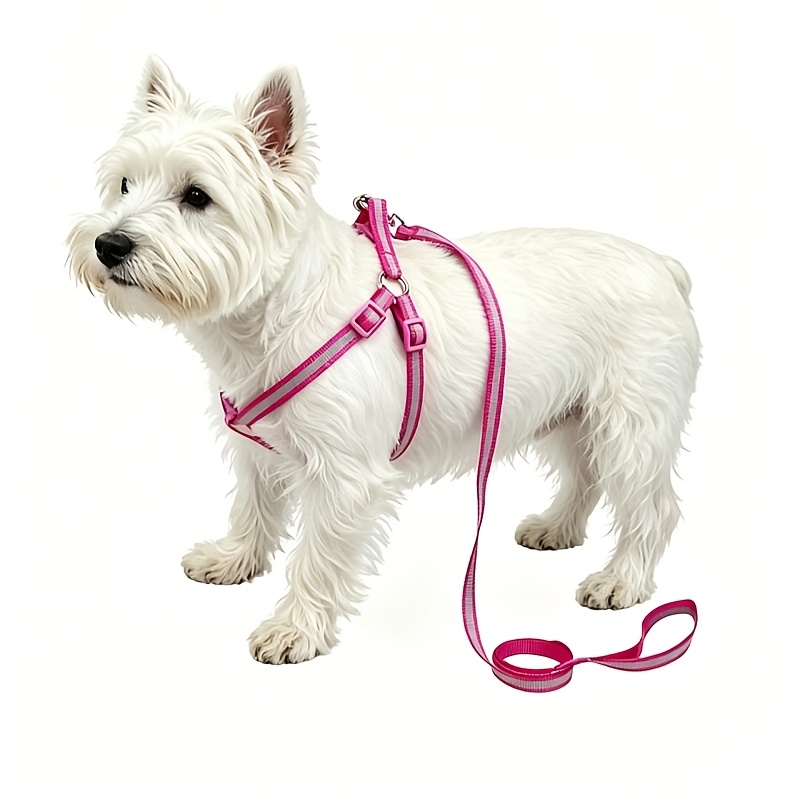 2pcs Pet Reflective Harness and Leash Set, Adjustable