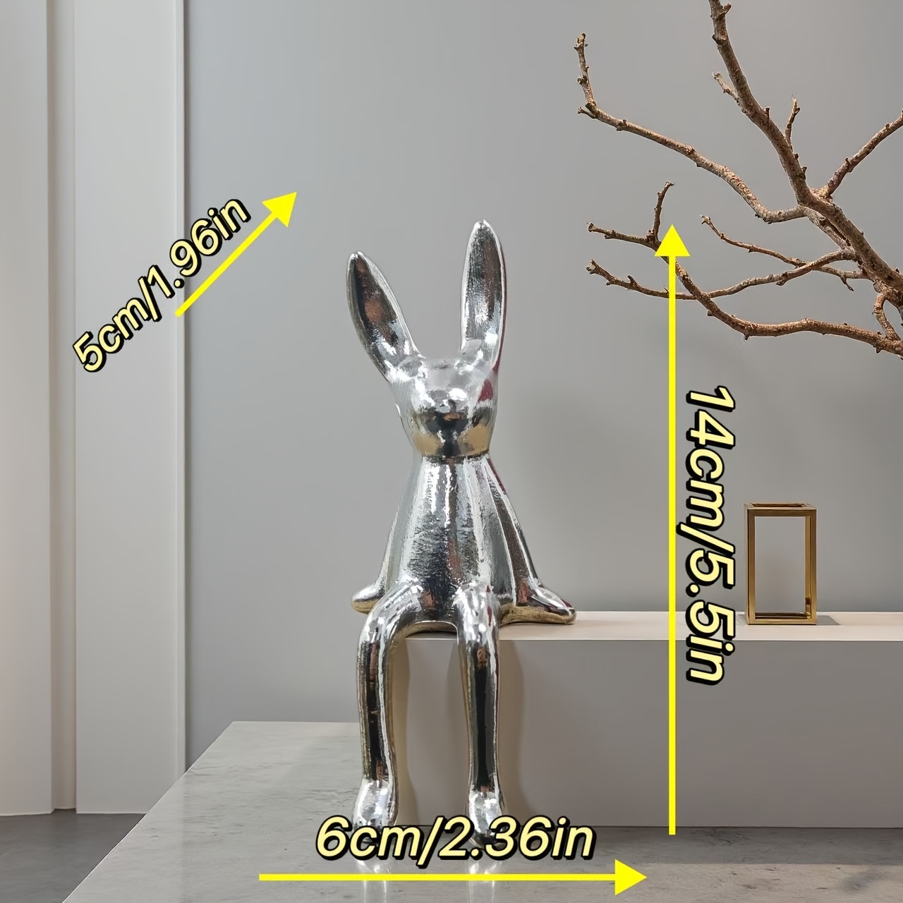 Image of Cute 5.5-inch Bunny Figurine In A Sitting For Easter, Made Of Shiny Silvery Nylon, New Model For 2026