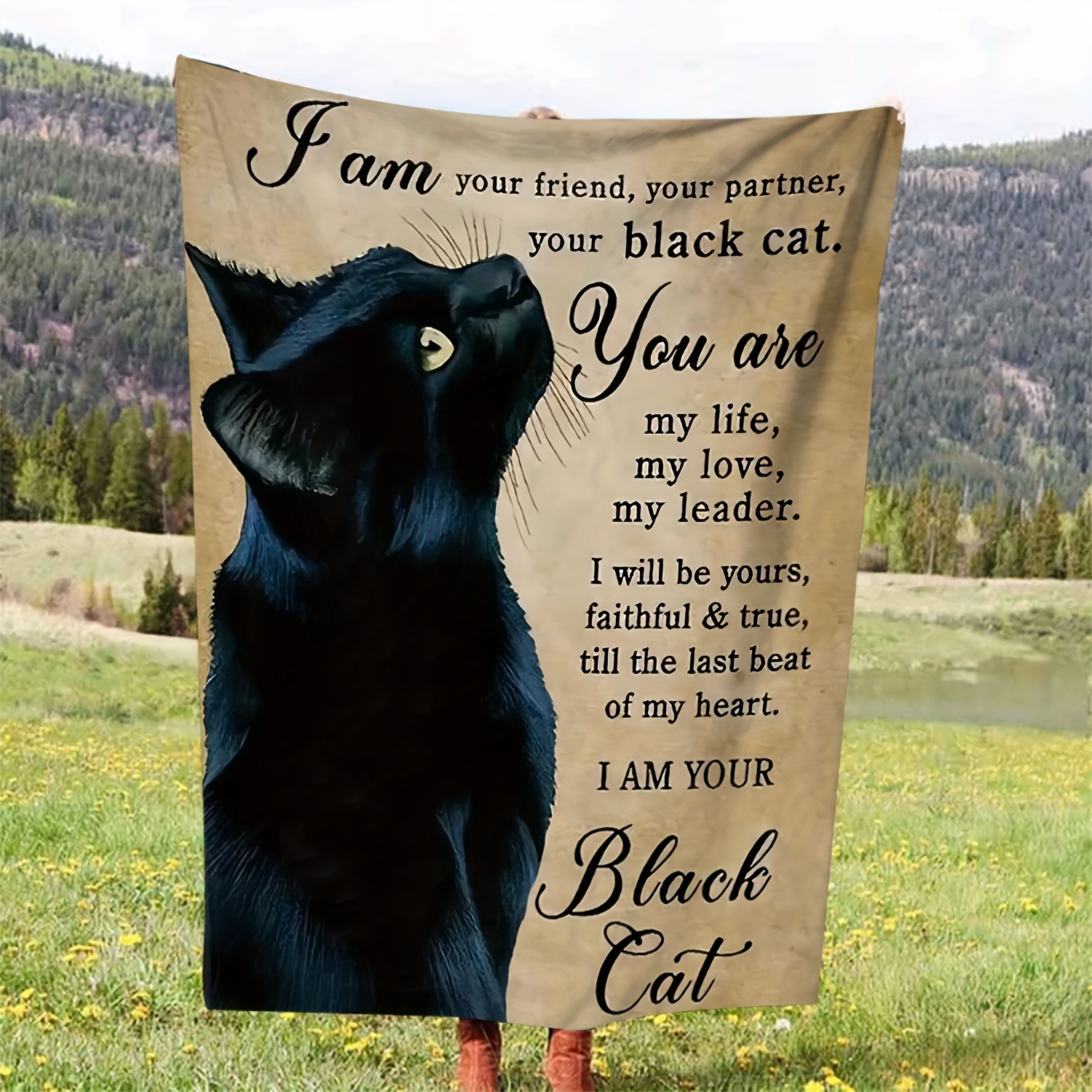 

Cozy Black Cat Print Flannel Throw Blanket - Soft, Warm & For Couch, Bed, Office, Camping | Comfort