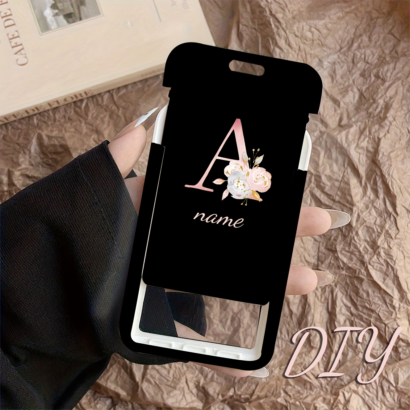 TEMU Personalizada con Letra A-Z y Diseño de Flores - Ideal para Tarjetas de Identificación, Tarjetas de Autobús y Tarjetas de Acceso - Regalo de