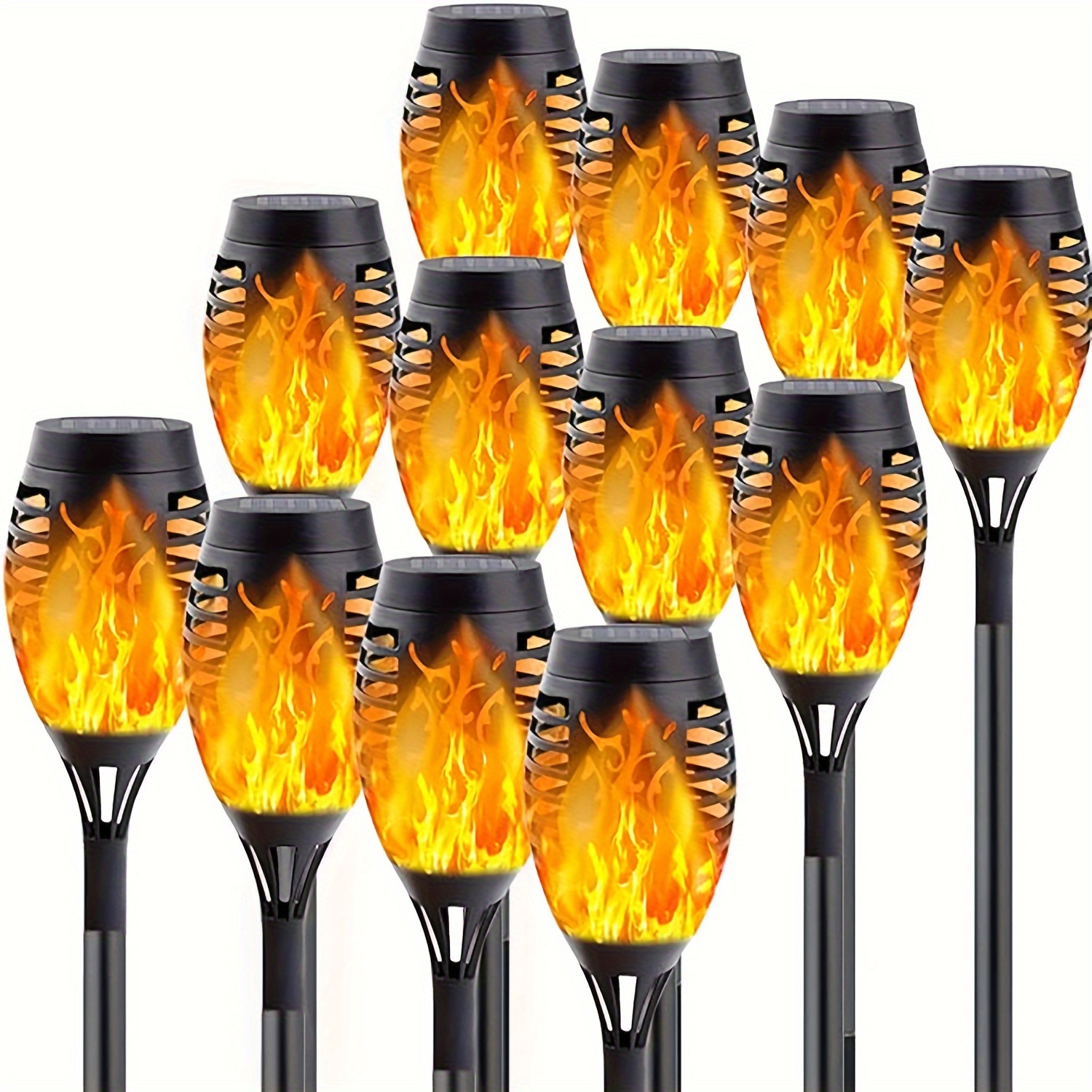 

6/11/12/18/23/24 Pack Lamp, 12 Leds Lights Outdoor Flickering Flame, Garden Lights Solar Powered Waterproof, Outdoor Solar Lights For Yard, Solar Torches For Outside Patio Decorations