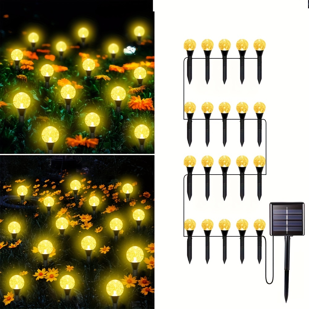 

Ledoor 20pcs Solar Pathway Lights, Outdoor Lighting Lawn, Party, Christmas Decorations 8 Types Of Bright Light