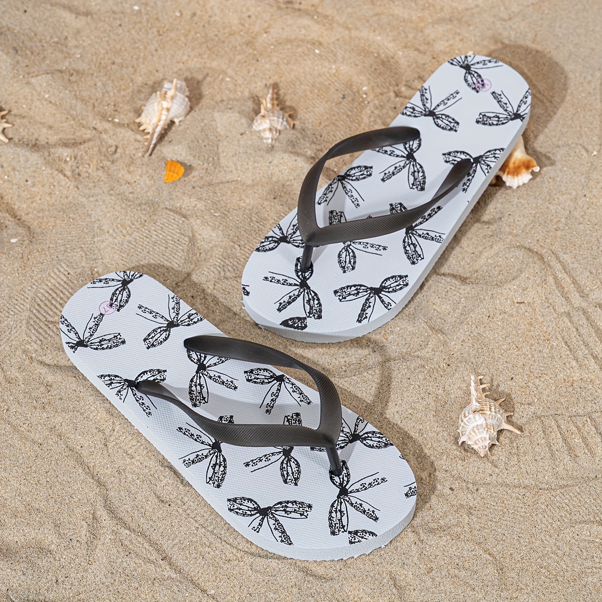 womens lightweight slip on flip flops quick dry beach sandals with     indoor outdoor shoes for pool bathroom vacation open toe cushioned   slippers multi color options   wash care poolside footwear decorative patterns breathable footwear Product details 3