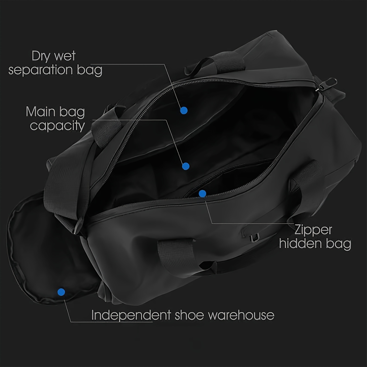 PUMA Logo Print Gym Bag, Professional Wet & Dry Separation, Extra Large Capacity, Unisex Lightweight Sports Bag, Street Fashion, Short & Long Distance Travel, Crossbody Sports Style Luggage Bag