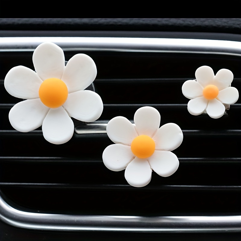 3pcs/set, Six-petal Daisy Car Air Vent Clip, Cartoon Car Air Freshener Ornament, Flower Car Perfume Clip, Automotive Interior Accessories