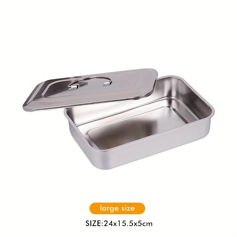 E-shop 8/9-Zoll Edelstahl Desinfektionsbox mit Deckel - Robuste quadratische Schale für Nagelwerkzeuge, Fuß- & Handpflege, kein erforderlich,