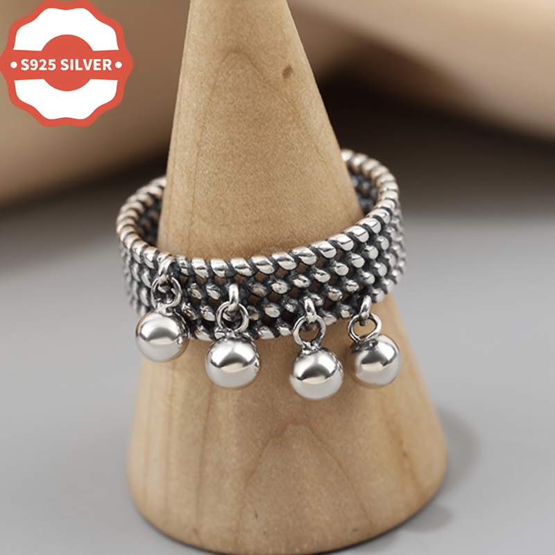 Women's 925 Hypoallergenic Multi-Layer Braided Bead Ring