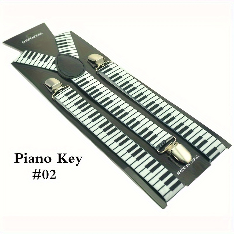 Image of 1pc Piano Notes Pattern Three-color Adult Suspenders, Suitable For Daily Wear, Holiday Attire, And Birthday Gifts