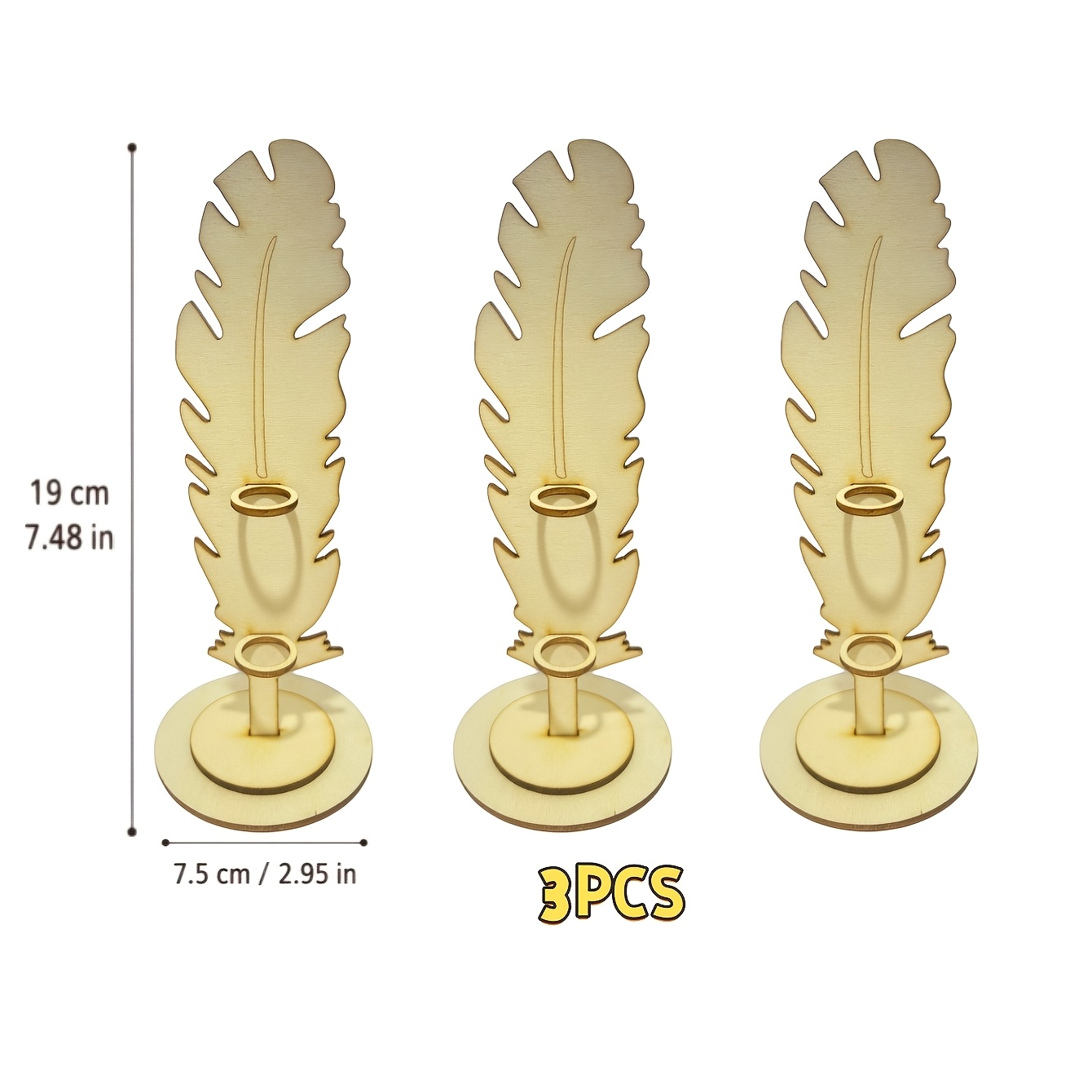 TEMU Set di 3 supporti in legno 2D per penne a piuma, porta penne funzionale per ufficio e biblioteca, decorazione adattabile per banconi di negozi e